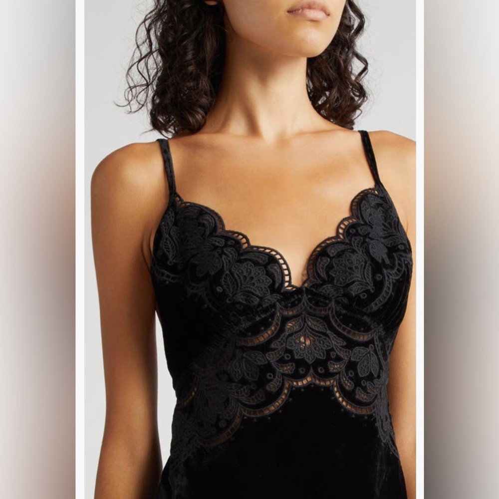 NWT $275 FARM Rio Richelieu Velvet Slipdress in BLACK - size Medium! - Picture 4 of 6